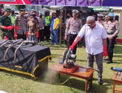 Ratusan Knalpot Brong Hasil Razia Dimusnahkan Polres Kuningan