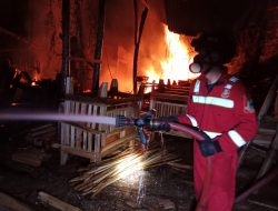 Pabrik Pengolahan Kayu Terbakar, Damkar Kucurkan 15.000 Liter Air Untuk Padamkan Api
