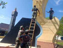 Pudar dan Usang, Prajurit TNI Kodim Kuningan Cat Tugu Kujang Ikon Batas Wilayah