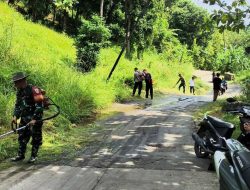 Warga dan Pejabat Ciniru Gelar Pembersihan Jalan Panjang 10 KM