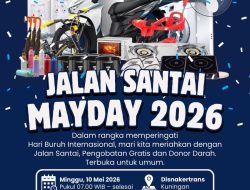 Rayakan Hari Buruh, Disnakertrans Kuningan Gelar Jalan Sehat dan Bakti Sosial