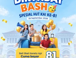 HUT Ke-81, Ada Birthday Bash! Beli Tiket Kereta Api Cuma Bayar 81 Persen, Keberangkatan Bisa sampai H+45
